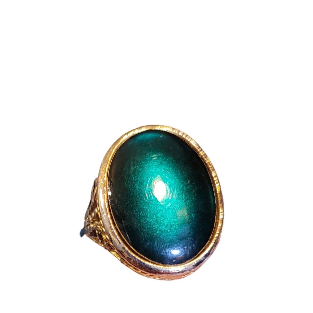 Etsy Teal Blue Breen Resin Oval Ring Adjustable Size 7, 7.5 and Size 8